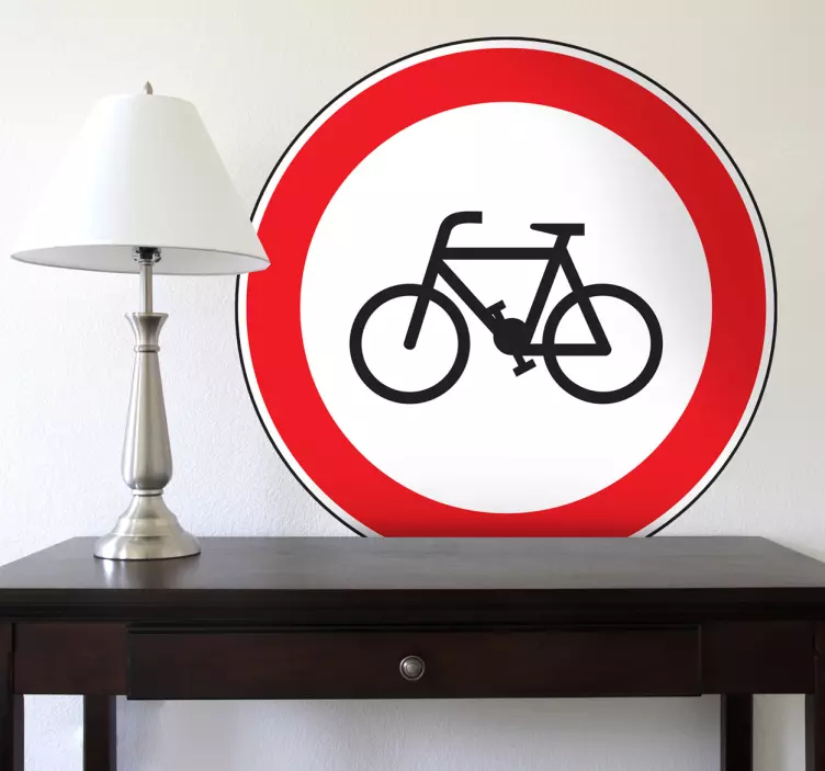 No Cycling Road Sign Sticker - TenStickers