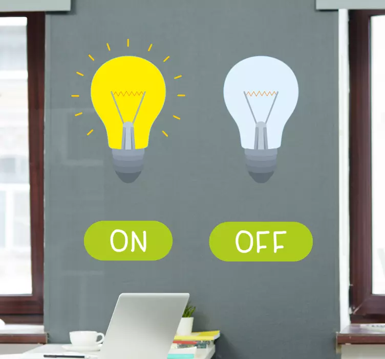 On and off light bulb office decal - TenStickers