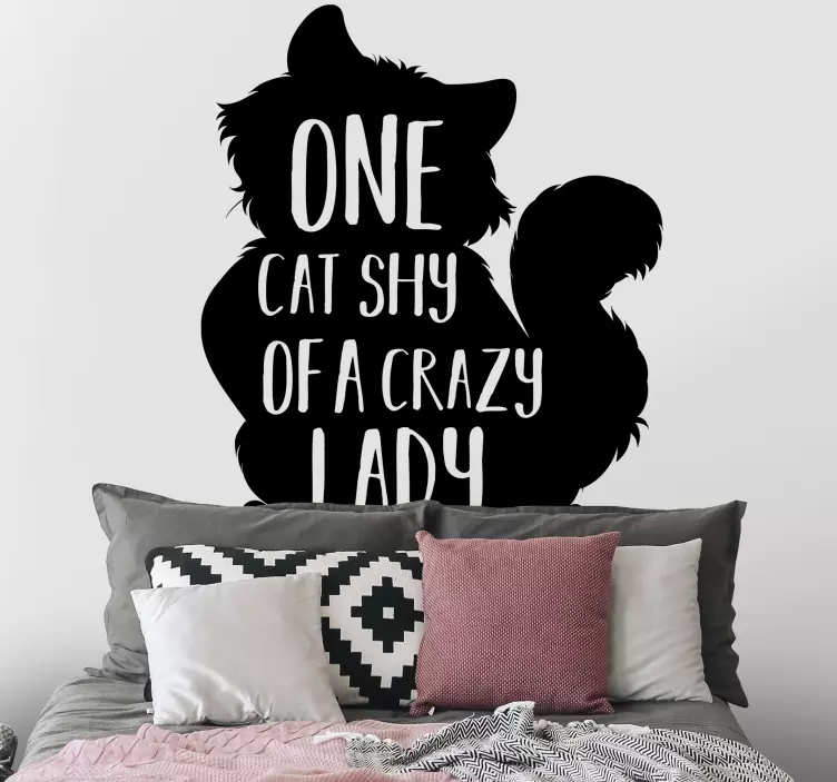 One Cat Shy Crazy Lady cat sticker - TenStickers