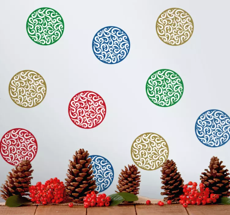 Original Christmas ball set christmas sticker - TenStickers