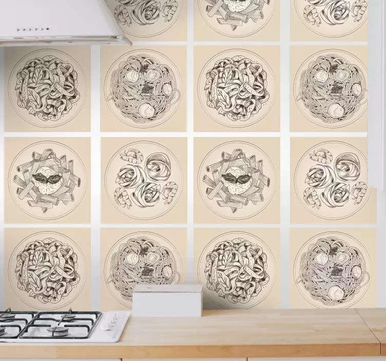 Ornamental plates tile sticker - TenStickers