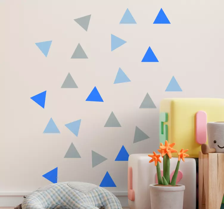 Little gray and blue triangles  nursery sticker - TenStickers