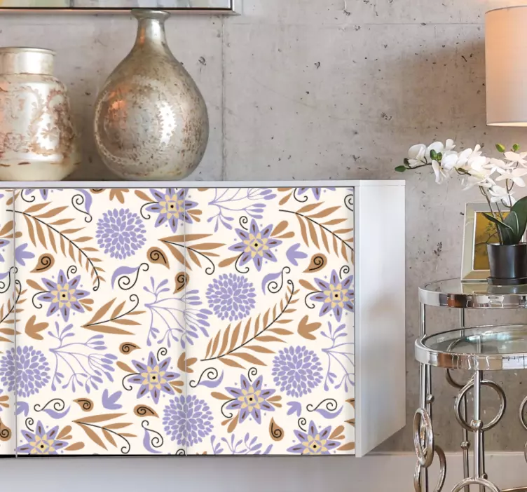 Painted vintage flowers pattern furniture decal - TenStickers