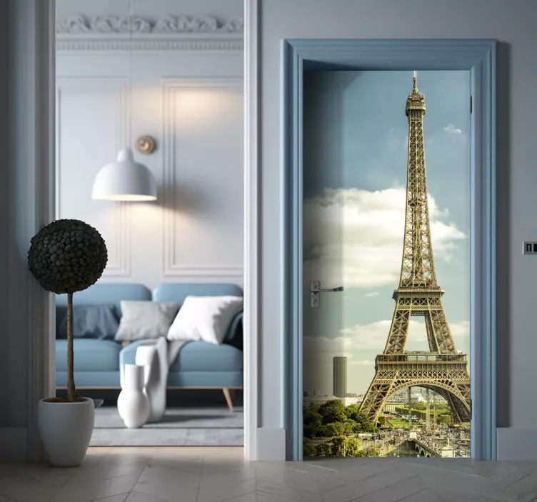 Paris skyline View door sticker - TenStickers