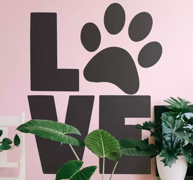 Paw Print Love cat sticker - TenStickers