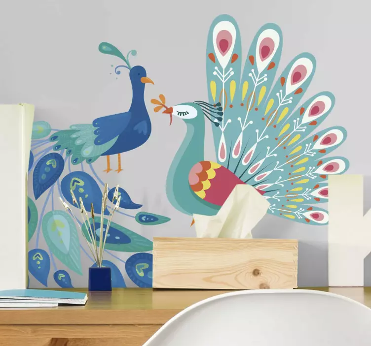 Peacocks set bird wall decal - TenStickers