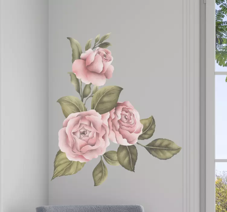 Peony frame flower wall sticker - TenStickers