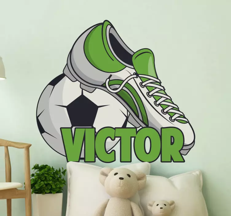 Personalised boot and ball soccer wall sticker - TenStickers