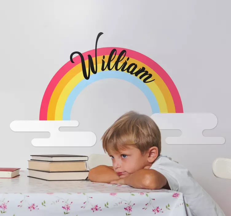 Personalised name on rainbow nursery sticker - TenStickers