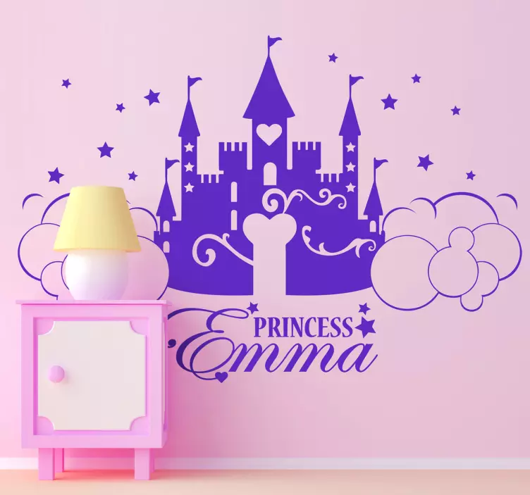 Personalised Princess Castle Kids Wall Sticker - TenStickers