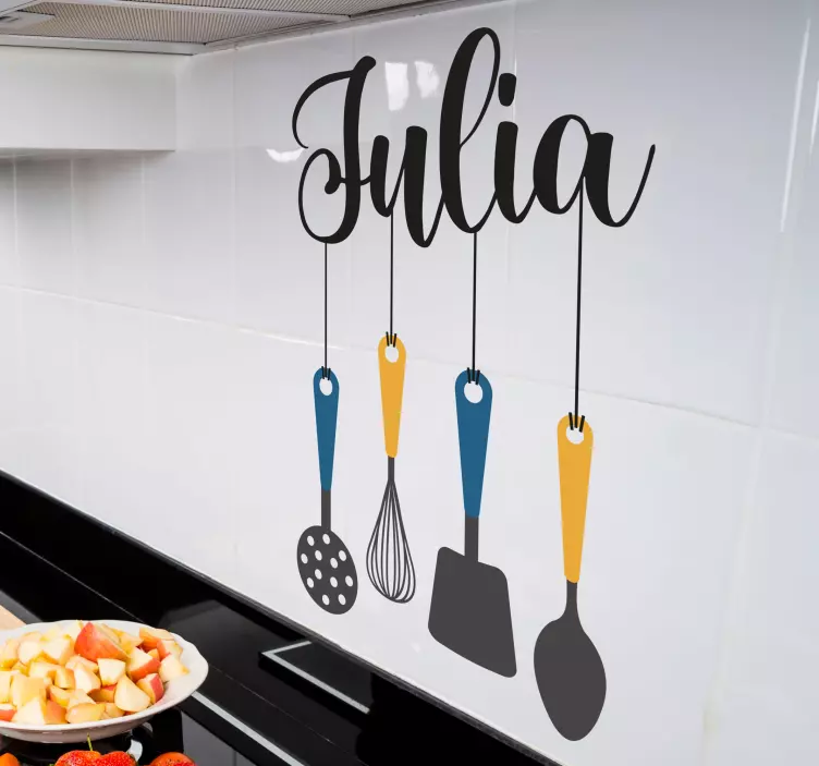 Personalised utensils with name cutlery sticker - TenStickers