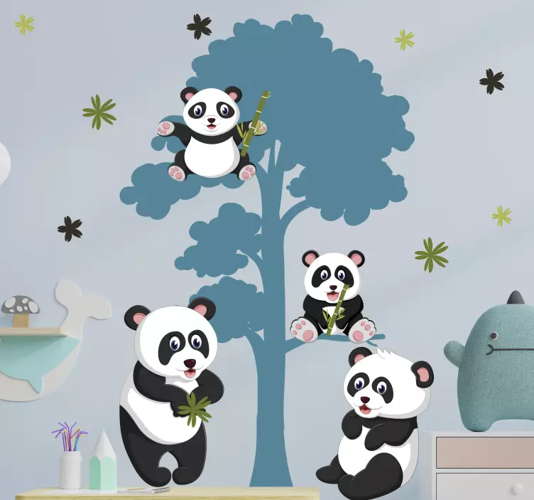 Pet sticker adorable panda family - TenStickers