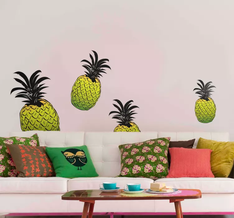 Cartoon Pineapples Wall Sticker - TenStickers
