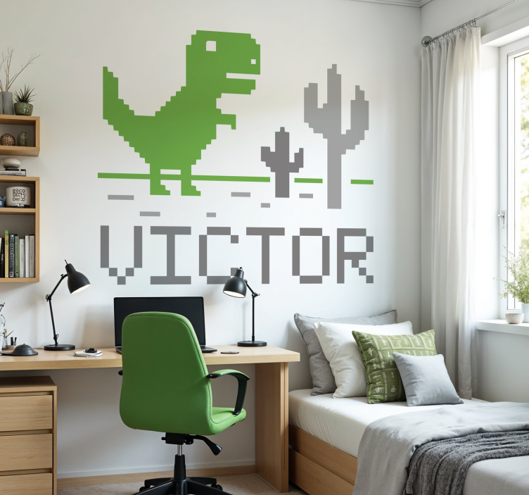 Pixel game dinosaur wall sticker - TenStickers