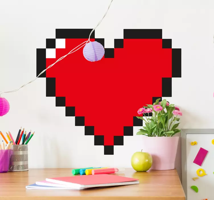 Pixel Love Heart Wall Sticker - TenStickers