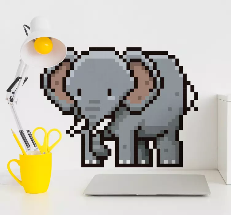 Pixelated Elephant Figure animal wall decor - TenStickers
