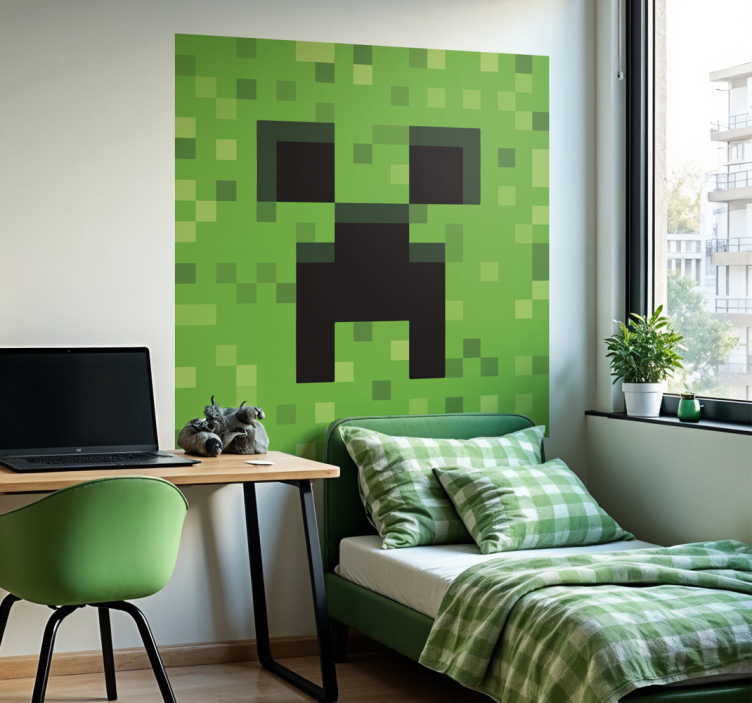 Pixeled face video game sticker - TenStickers