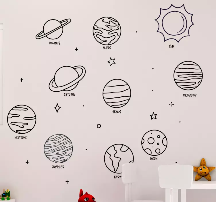 Planets of the Solar System space wall decal - TenStickers