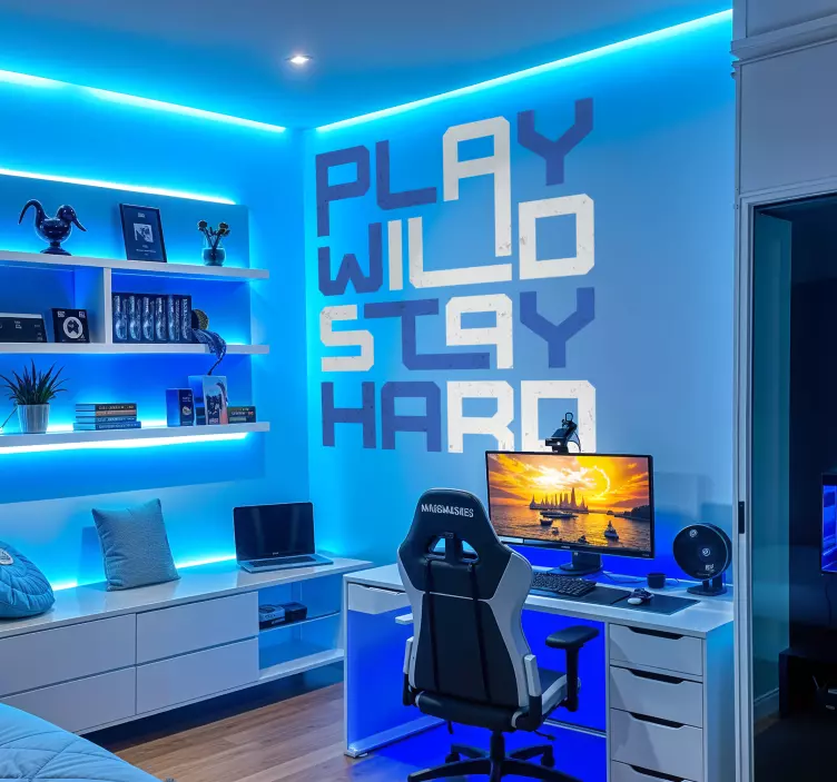 "Play hard" video game sticker - TenStickers