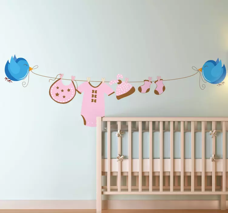 Playful Birdie Baby Clothes kid's sticker - TenStickers