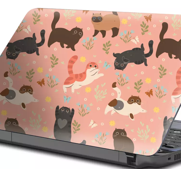 Playful cat patterns laptop skin - TenStickers