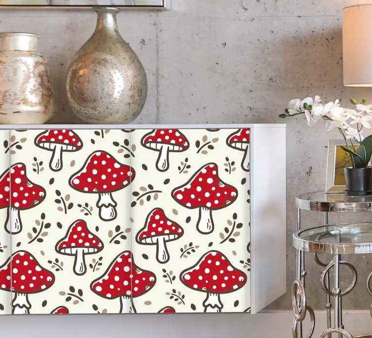 Red mushrooms pattern furniture sticker - TenStickers