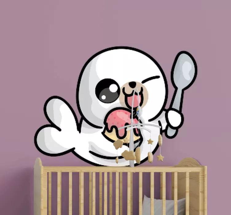 Playful Seal Enjoying Ice Cream pet sticker - TenStickers