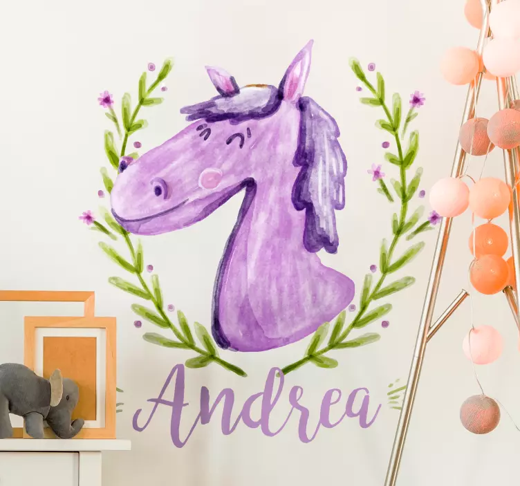 Playful Unicorn Portrait kid's sticker - TenStickers
