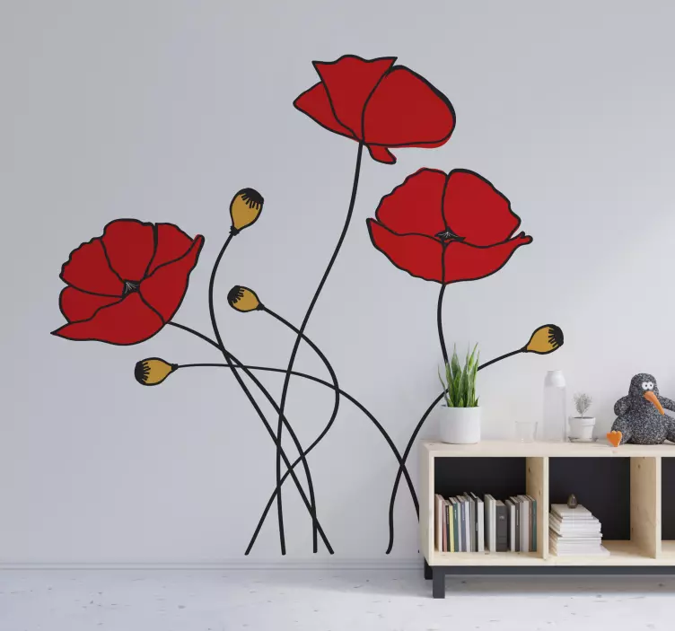 Poppy spring flower flower wall sticker - TenStickers