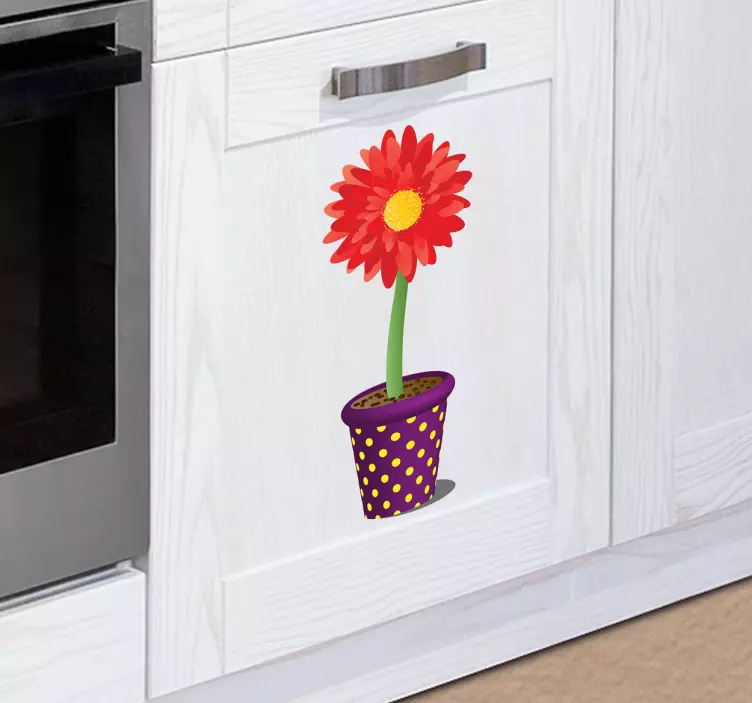 Potted Sunflower Kitchen Sticker - TenStickers