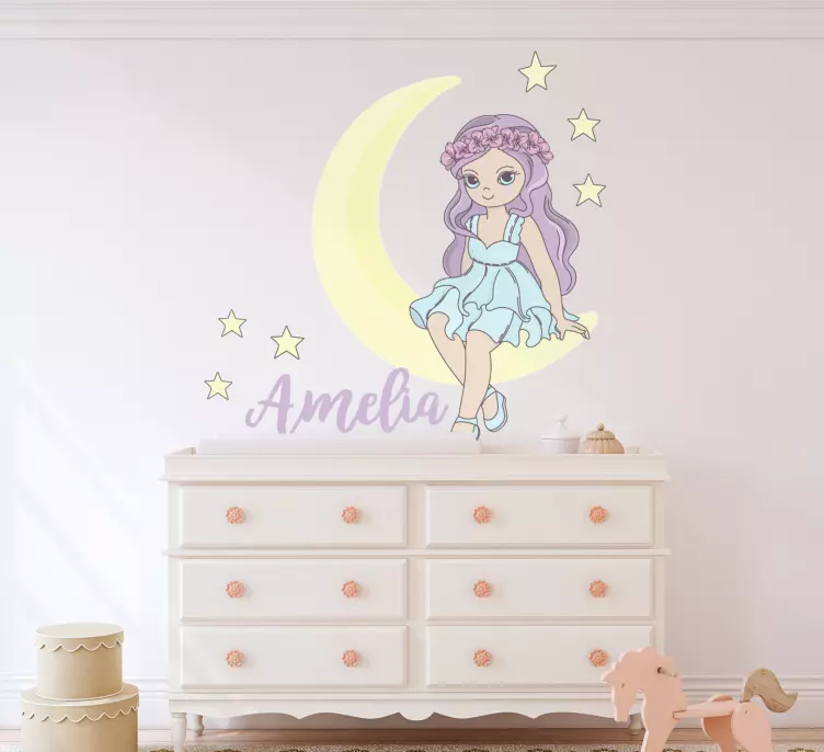 Princess on the moon  personalized sticker - TenStickers