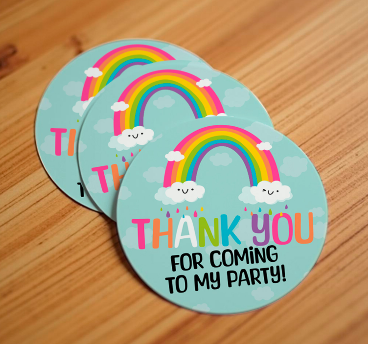 Rainbow "thank you for coming to my party" sticker - TenStickers