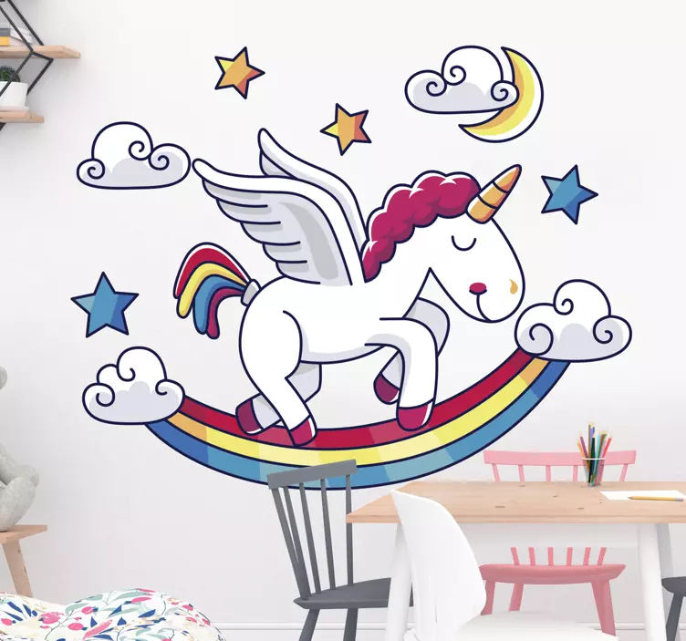 Rainbow with unicorn fantasy wall sticker - TenStickers