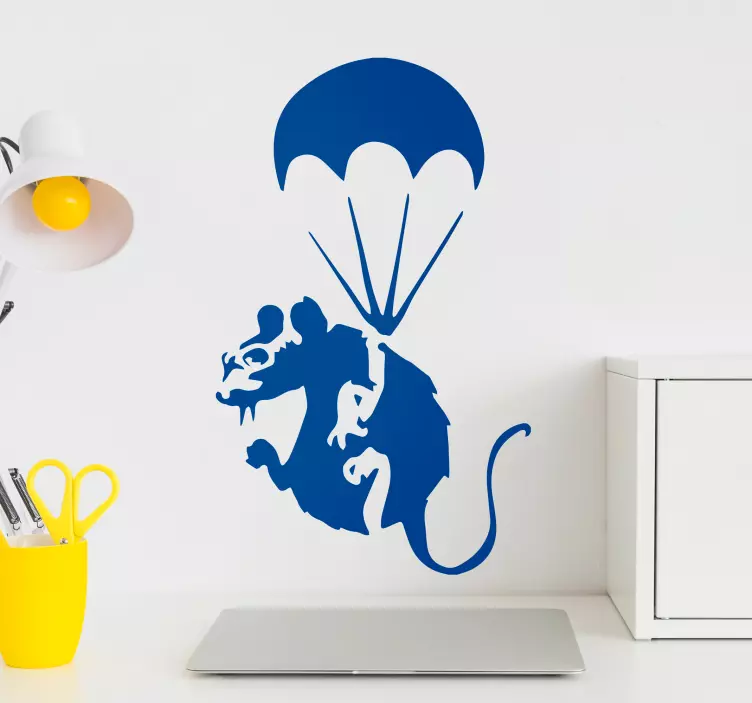 Rat with parachute wall art sticker - TenStickers