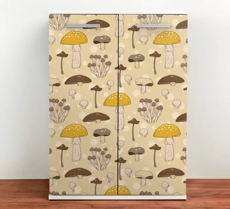 Realistic hand drawn mushroom furniture sticker - TenStickers