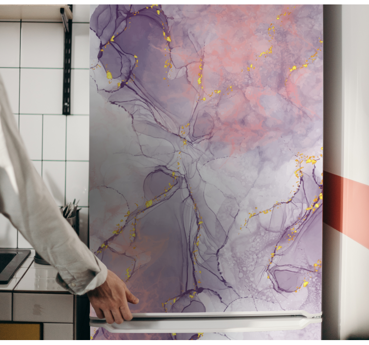 Realistic purple marble fridge sticker - TenStickers
