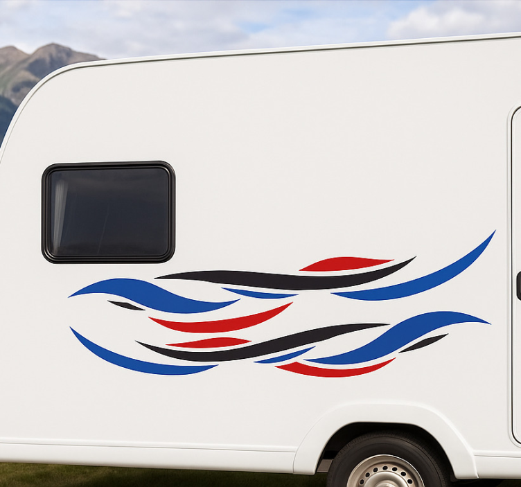 Red and blue side stripe accent campervan decal - TenStickers