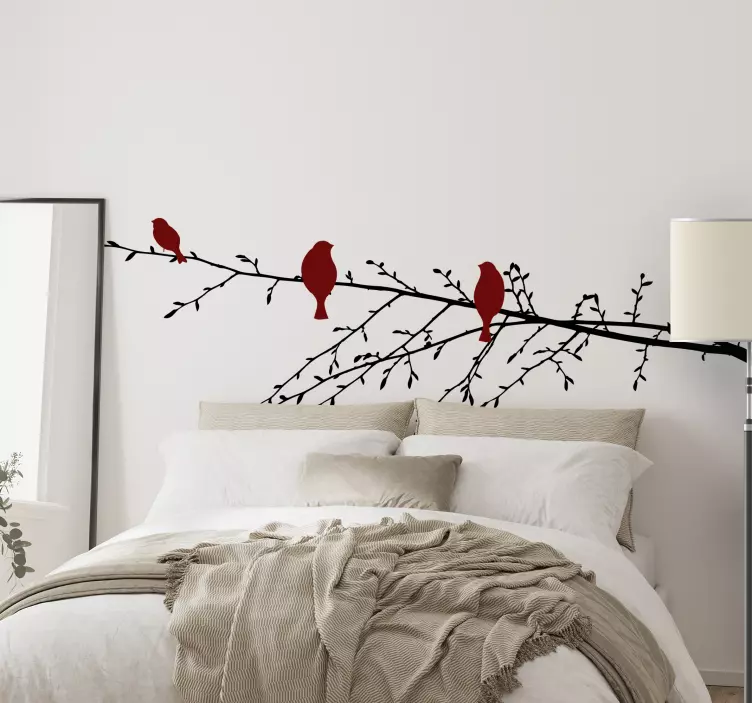 red birds on branch tree wall decal - TenStickers