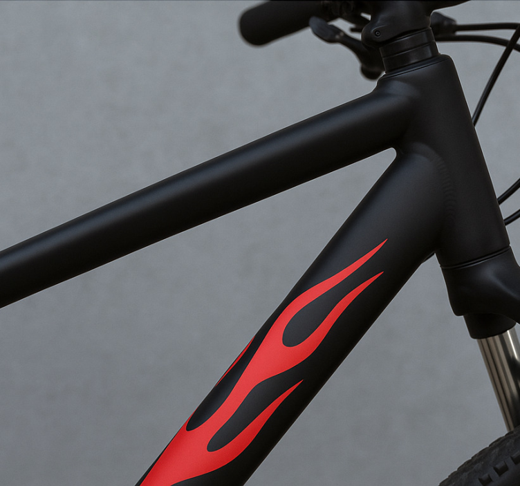 Red flames set bike sticker - TenStickers