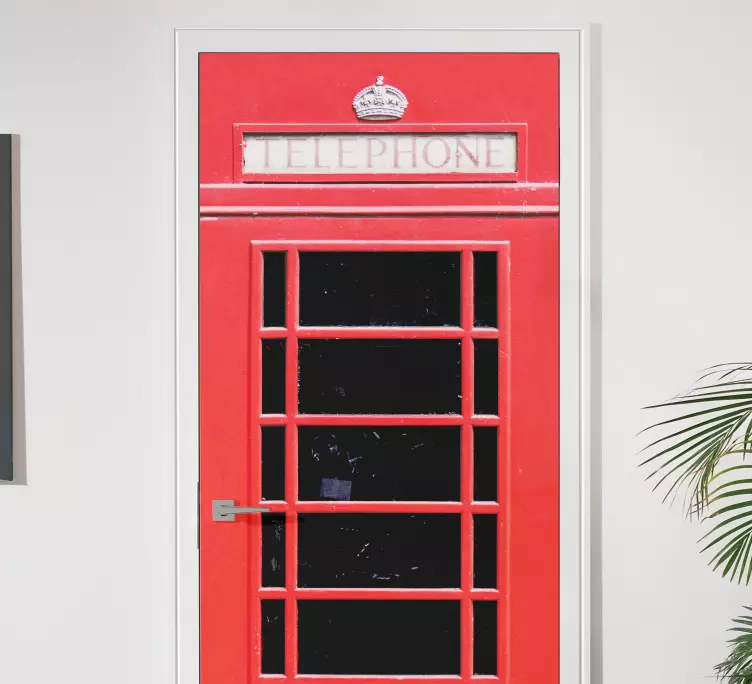 Red telephone booth door sticker - TenStickers