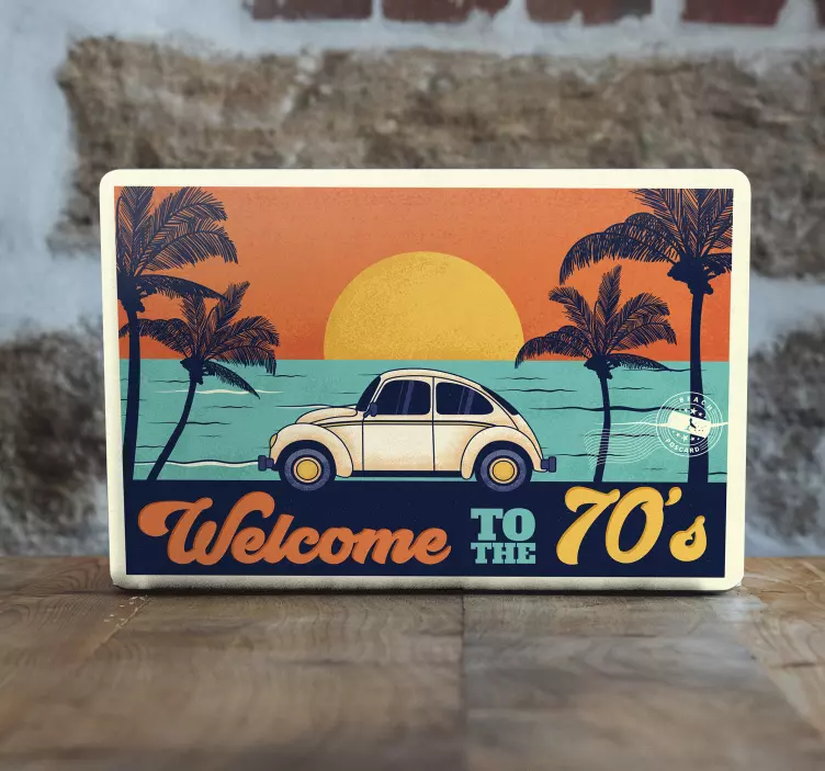 Retro beach scene laptop skin - TenStickers