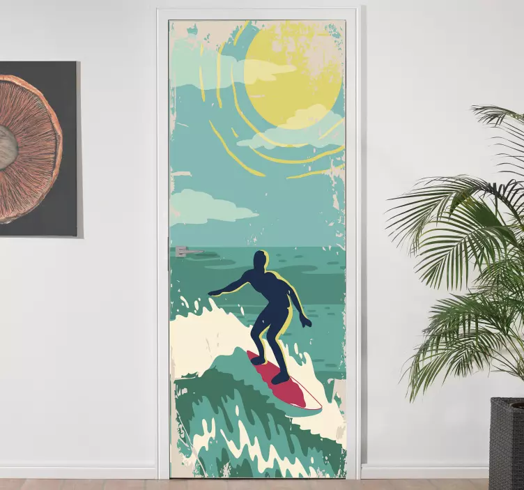 Retro sun door vinyl decal - TenStickers