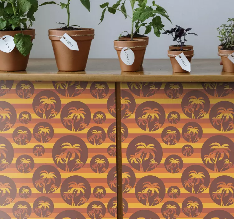 Retro Sunset and Palms furniture sticker - TenStickers