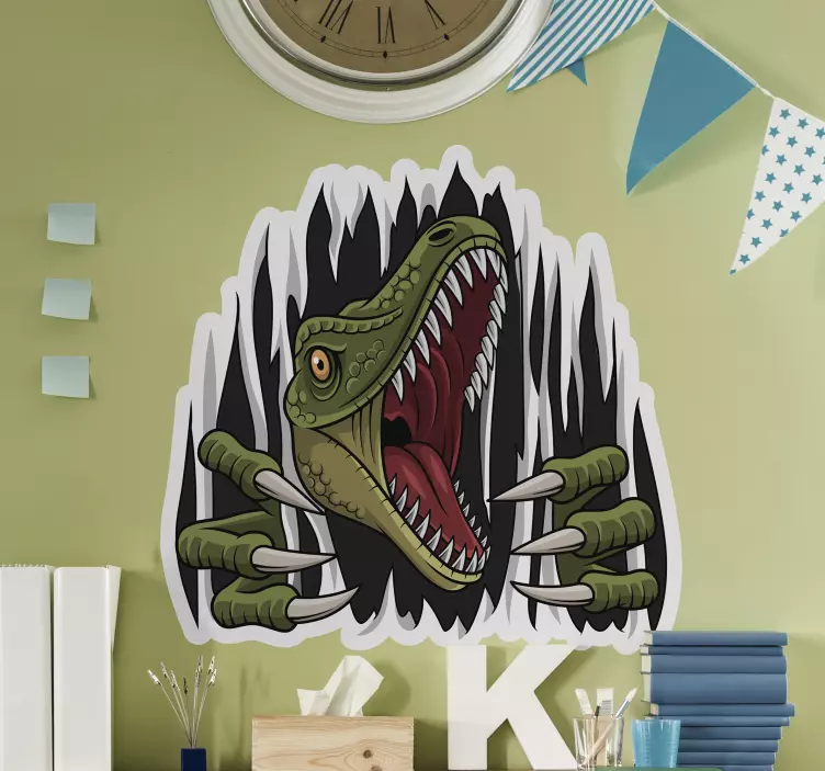 Roaring Dinosaur Face dragon wall sticker - TenStickers