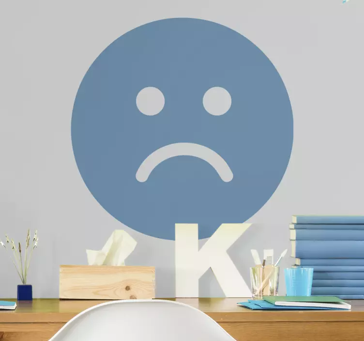 Sad face emblem object sticker - TenStickers