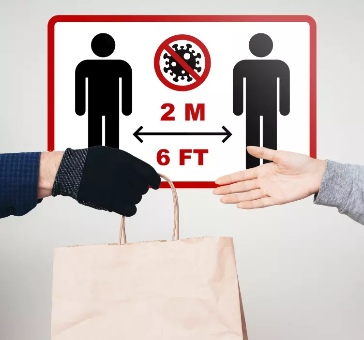 Safety distance signage vinyl sign - TenStickers