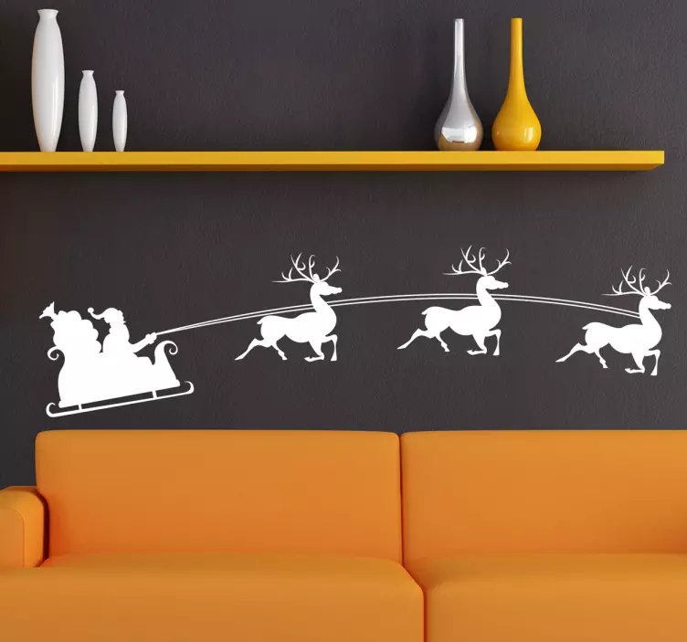 Santa and Reindeer Christmas Decal - TenStickers