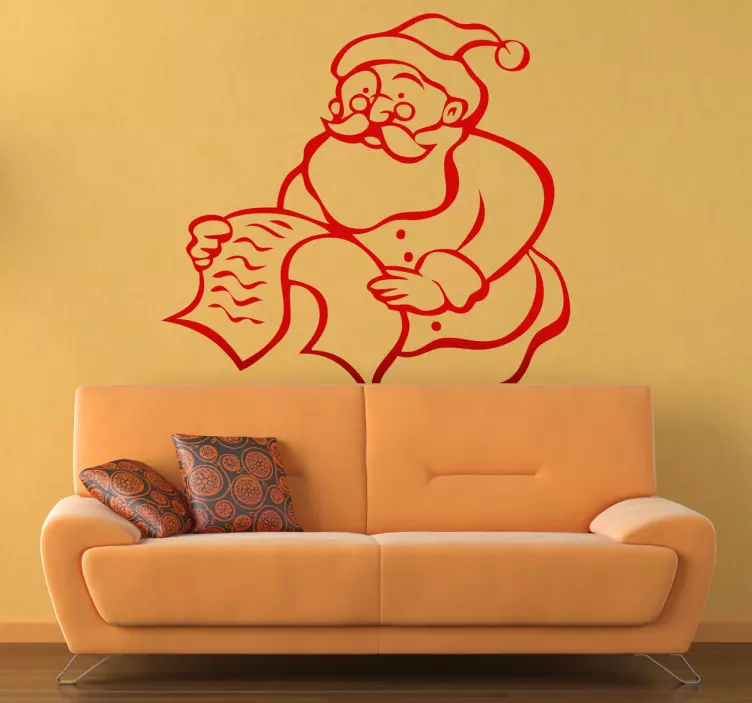 Santa Reading Letter holiday sticker - TenStickers