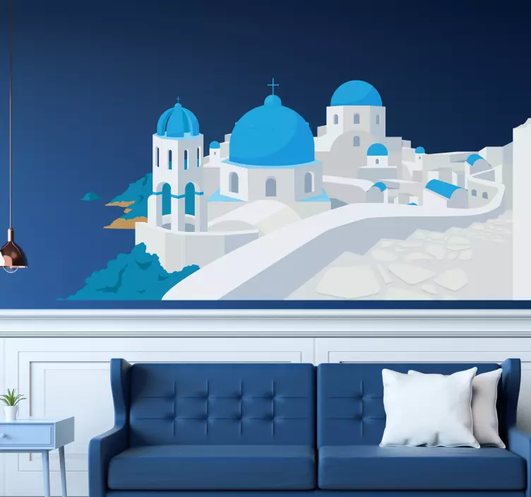 Santorini Blue Domes travel stickers - TenStickers