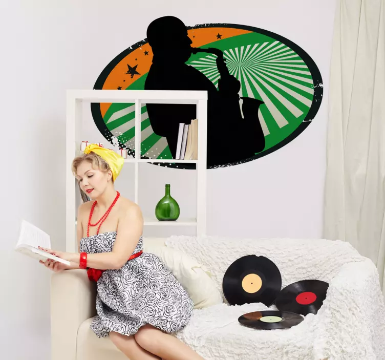 Saxophonist Shadow music stickers - TenStickers